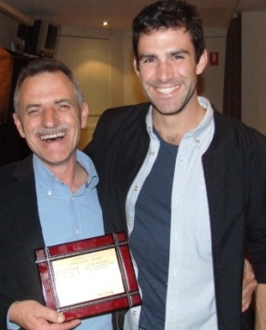 Proud Dad, proud Son: Phill and Tom King celebrating Phill's Lindsay Jones award - and the fact that they're the only father/son in Club history to each play 100 games.