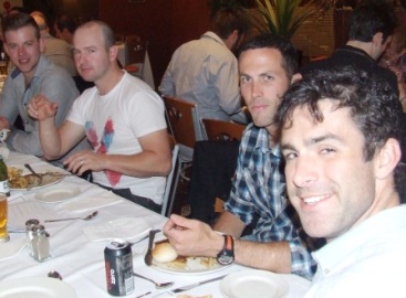 Wining and dining: L-R Matt Thomas, Bryce Peter-Budge, Michael Ozbun and Tom King.
