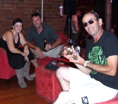 Relaxing at the MVP night at the Reunion Bar: L-R Jessie Taylor, Jim McKenzie and Pat Taylor.