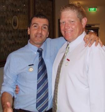 A Life Member get-together: Jim Polonidis (left) and Darren Nagle.