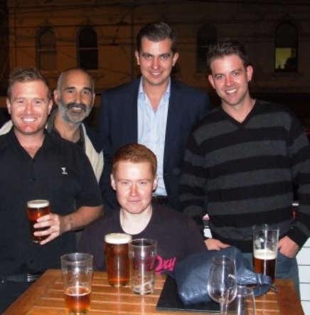 What's with the pints? This man from England is trying to teach us Aussies to switch from pots to pints - with some success. L-R Peter O'Kane, Joe Ansaldo, Kris Garland, Jesse Nankivell-Sandor and Matt Thomas.