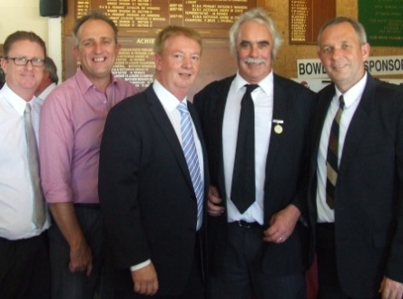 Celebrating the life of PG: L-R Dean Lawson, Brett Curran, Steve Radford, Charlie Walker and John Roberts.