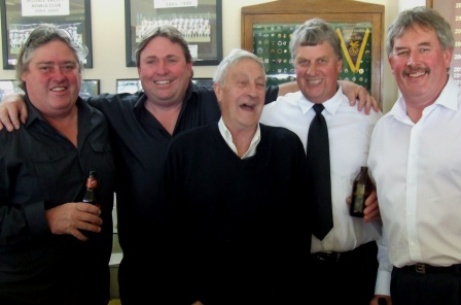Past cricketers, all of them! L-R Terry Nagle, Brian Rennex, past president Laurie Mayne, Paul Cramer and Ian Sutherland.
