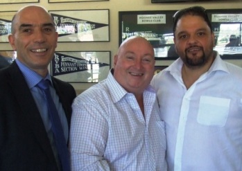 Three Moonee Valley men who had a lot to do with PG: Michael "Magic" Bevis flanked by MVCC Life Members John Talone (left) and Sandro Capocchi.