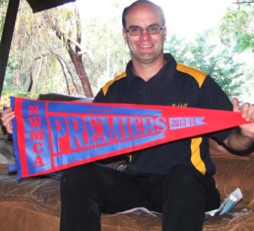 Michael Cumbo had to go bush to get his hands on the flag - and did so at Charlie Walker's Lancefield retreat after umpiring a football match at Kilmore.