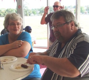 Enjoying the barbecue: Rod Thorneycroft and Bron.