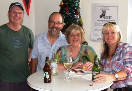 Parents (and players) celebrate our Christmas party. L-R Doug Cumming, Alan and Sandra Thomas and Adele Walker.