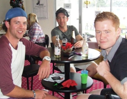 Christmas cheer: L-R Firsts captain Matt Thomas, brother Ben and our English returnee, Kris Garland.