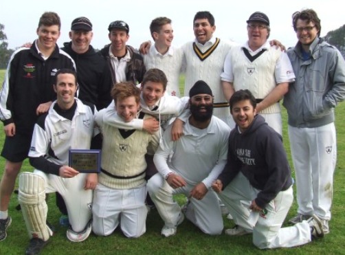 Our Grand Final team: L-R. Back - Daniel Comande, Adam Patchell, Ben Thomas, Anthony Cafari, Kern Kapoor, Peter Golding and Mick Bannister. Front - Michael Ozbun, Bede Gannon, Jack Newman, Amandeep Singh and Gaurav Malhotra.