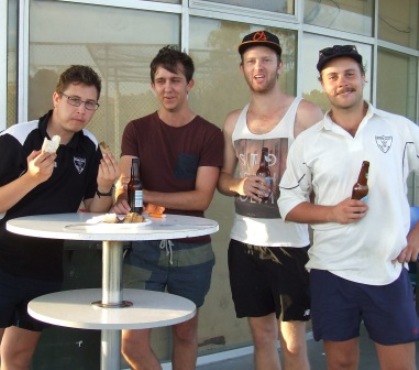 It's cooler outside if you've played in the heat earlier in the day - Valley players (from left) Nick Brelis, Paddy Shelton, Justin Trowell and Charlie Jackson.