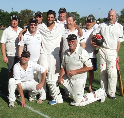 Players in our Third Eleven wearing their black armbands. L-R: Rear - James Beilken, Paul Hobbs, Brett Curran, Jesse Felle, Norm Wright, Brendan Powell, Jordon McDonald, Kevin Gardiner. Front - Michael Cumbo, Charlie Walker.