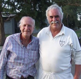 Two old journos out on the cricket field for Moonee Valley - Benedict Ainsworth (left) and Charlie Walker.