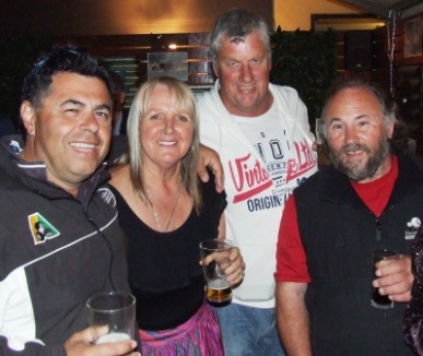 Bowling them over: L-R: Former cricketers Mick Intagliata, Adele Walker, Tangles and Paul Comino were among the last to leave.