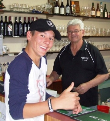 Young gun Jack Newman can't get away with anything - bowls club bar manager Frosty Simmons is his grandfather!