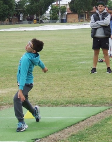 Callum Morrissy shows great application to bowling, under the watchful eye of Firsts opening bowler Chris Pollock.