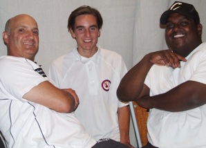 Happy birthday Caf! Coach Lou Raffaele and keeper Channa DeSilva congratulate Anthony Cafari, turning 18 the day after the meal.