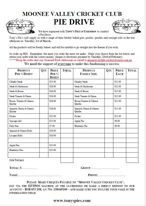 Pie Drive - order form