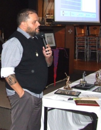 Life Member Sandro Capocchi speaks before making the presentation to new Life Member Mark Cini.