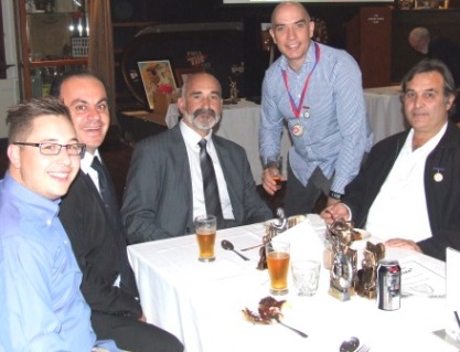 Enjoying the night: L-R Nick Brelis, Mark Cini, Joe Ansaldo, John Talone and Bob Sciacchitano.