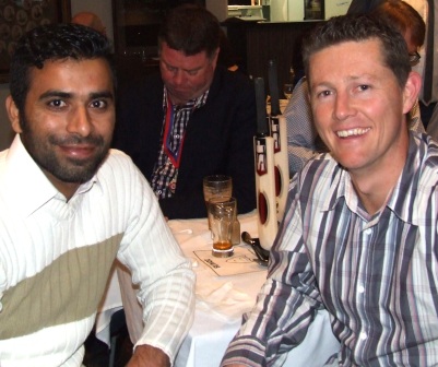 Gun bowlers: Khalid Hassan (left) and Craig Pridham (right) with Norm Wright in the background also a proven wicket-taker.