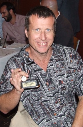 Gun fielder Shaun Rayment with his trophy for the Fifths.