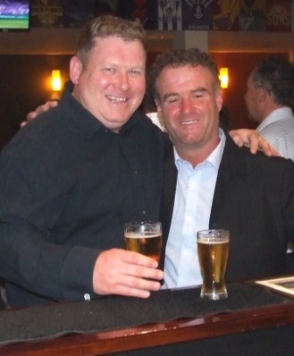 Enjoying a beer: Simon Thornton (left) and Sean O'Kane.