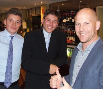 L-R: Most Improved Player Daniel Comande with last year's MIP Jack Newman and Firsts opening bat Troy Eden.