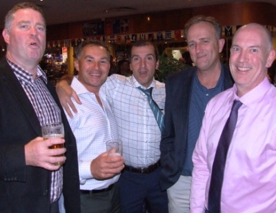 Great mates: L-R Norm Wright, Dean Jukic, Jim Polonidis, Brett Curran & Alan Harry. 