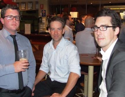 Enjoying the Moonee Ponds Club: L-R Ed Rayner, Ben Thomas and Ben Skok.