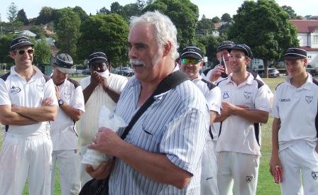 President Charlie Walker speaks to Maribyrnong Park on behalf of Moonee Valley, while our players wait for the medal presentation.