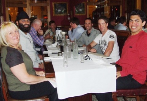 Enjoying the fine meal at L'Osteria were (L-R) Adele Walker, Amandeep Singh, Adam Patchell, Jack Newman, Dan Comande, Michael Ozbun, Ben Thomas and Kern Kapoor.