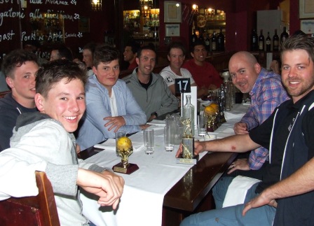 At the Winter Comp presentation: (L-R) new player Freddie Priestley, Jack Newman (front), Dan Comande, Michael Ozbun, Ben Thomas, Kern Kapoor, Adam Patchell and Matt Thomas.