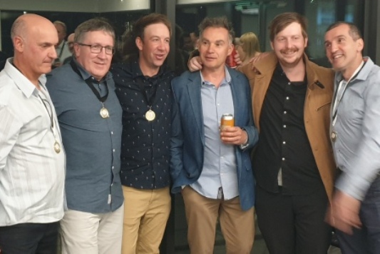 Seconds flag winners: L-R Lou Raffaele, Peter Golding, Ben Thomas, Dean Jukic, Bede Gannon and Jim Polonidis.