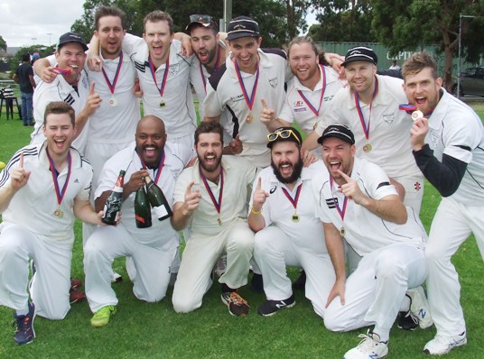 The Shiners show off their Premiership medals: L-R. Back - Ryan Chirgwin, Paddy Shelton, Justin Trowell, Liam Farrell, Jesse Nankivell-Sandor, Sam Kater, Dominic Rettino and Jarrad Sims. Front - Samuel Gunther, Manu Poulose, Cassidy Box, Shane Chalmers and Liam Shaw.