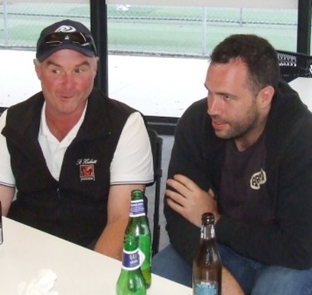 Comparing notes on how to hit the ball long and hard - Sean O'Kane (left) and Liam Farrell.