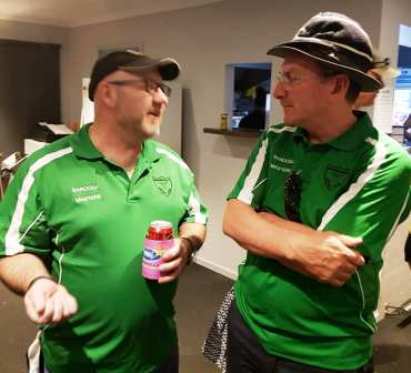 Sixths stalwarts: Paul Hobbs (left) and Mark Madden discuss tactics.