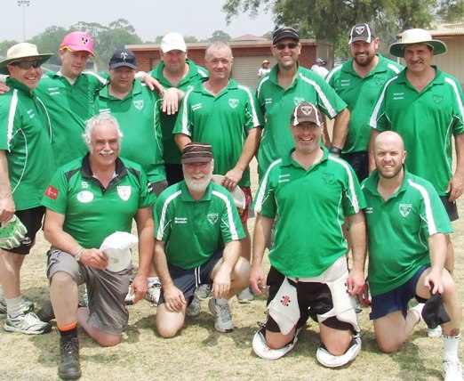 The Moonee Valley team which accounted for Yarrawonga-Mulwala on Day 3. L-R: Back - Daniel Phillips, Craig Pridham, Mark Gauci, Adam Chapple, Sean O'Kane, Brendan Rhodes, Nate Wolland and Tony Gleeson. Front - scorer Charlie Walker, Allan Cumming, Michael Cumbo and Heath Webb-Johnson.