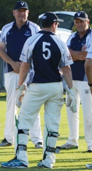 Moonee Valley's Brett Curran was in a huddle with Chief Commissioner of Police Graham Ashton (left) - with our Valley logo emblazoned on Brett's pants.