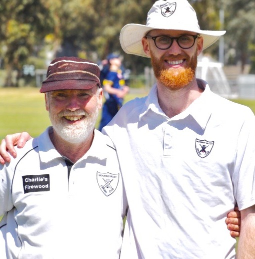 200-game player Allan Cumming with son Morgan.