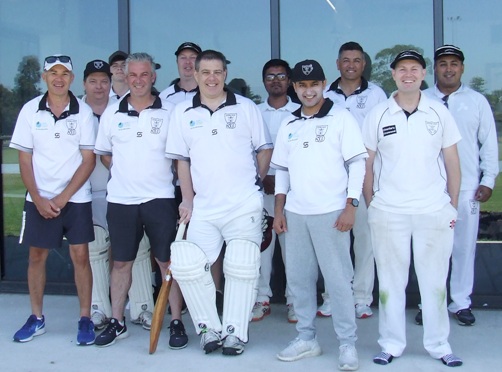 Daniel Phillips and his teammates for his milestone match: L-R Dean Jukic, Mark Gauci, Harry Pickering, Domenic Gibaldi, Mitchell Britton, Daniel Phillips, Maks Rahman, Sunny Sharma, Sunil Bhandari, Dominic Rettino and Sagar Bhatia.