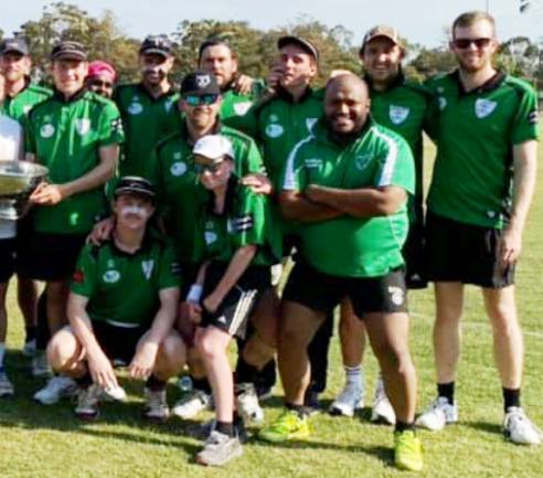 Our T20 challenge team: L-R. Back - Jarrad Sims, Jack Newman, Channa DeSilva, Luke Brock, Joshua Gorry, Anthony Cafari, Paddy Shelton and Justin Trowell. Front - Charles Bibby, Matt Thomas, Zac Nilsson and Manu Poulose.