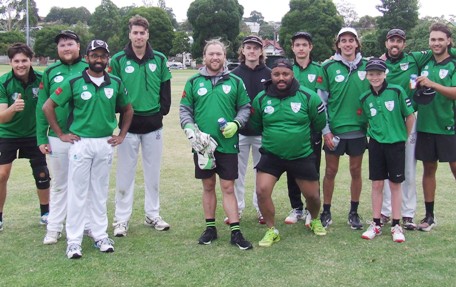 Our team for the Ian Denny Cup match. L-R Jack Newman, Andreas Skiotis, Shiraz Badurdeen, Steve Esmore, Sam Kater, Charles Bibby, Manu Poulose, Dejan Gilevski, Anthony Cafari, Zac Nilsson, Michael Ozbun and Luke Brock.