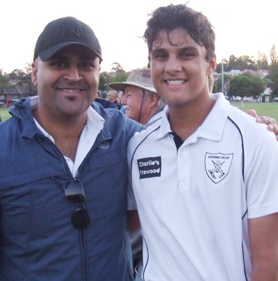 Under 16 Grand Final centurion Krish Kanchan with his father Venks - and Krish was still eligible for Under 14s!