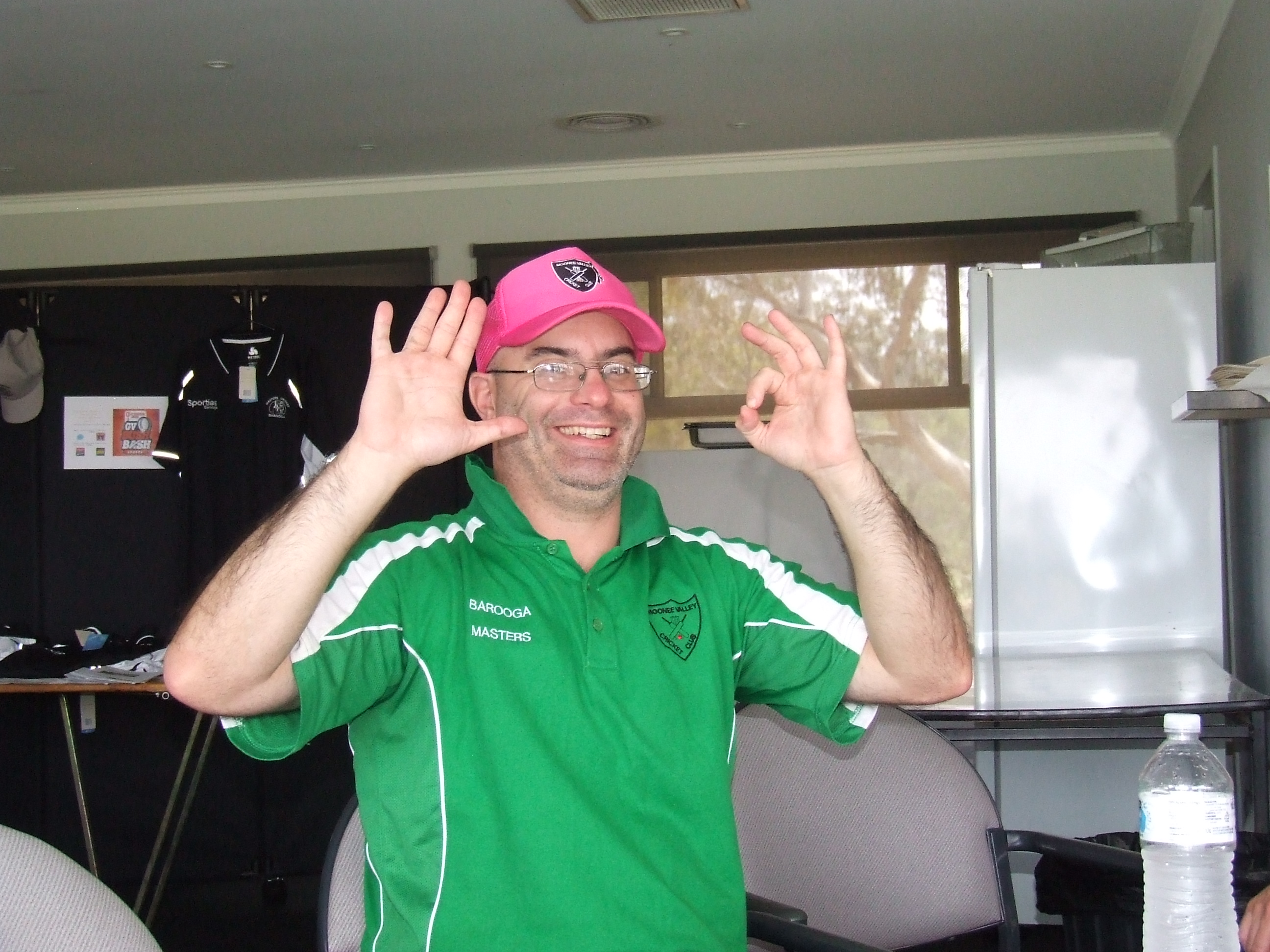 Michael "Mickster" Cumbo holds up a five and a zero to signify 50 - the number of ducks he's now made for Moonee Valley. Michael "Mickster" Cumbo holds up a five and a zero to signify 50 - the number of ducks he's now made for Moonee Valley.