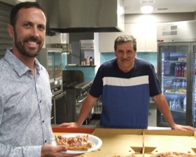 Serving up from the pavilion canteen: Michael Ozbun (left) and Tony Gleeson.