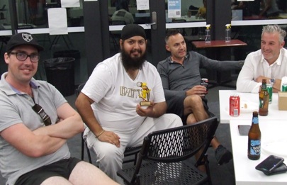 Everyone wins a prize - even Thirds skipper Manu Singh with his ducks trophy from Winter 2019. L-R Ben Skok. Manu Singh, Sam Carbone and Dom Gibaldi.