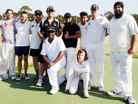 Members of the victorious Sixths team: Back. L-R: Abraham White, Sam Carbone, Nick Brelis, Brendan "Jonty" Rhodes, Money Gogia, Raju Kandel, Michael Cumbo, Manu Singh. Front: Milestone players Mark Grenville and Joshua Norsetter.