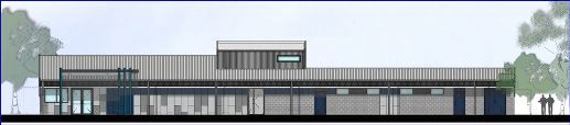 The redesigned pavilion plan - the front door - on the north side opening into the carpark.