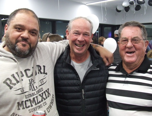 Three proud Life Members who remember back to the days of the old "Dungeon" pavilion in the 1980s - two pavilions removed from now. L-R Sandro Capocchi, Greg Peters and Club founder Ray Storey.