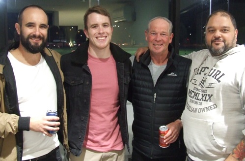 Up in the new scorer's box: L-R Brothers Murray and Nigel Walker and Life Members/legends Greg Peters and Sandro Capocchi.